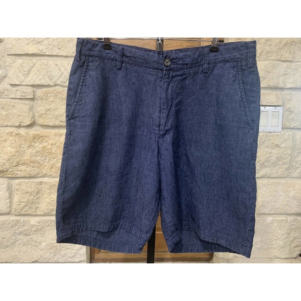 Turtleson Men's 100% Linen Shorts Dark Blue 10” Inseam Size 36